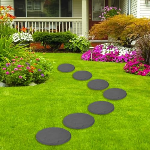 Jectse Pierres de Marche Rondes, Pierres de gué Décoratives en Résine de Polypropylène avec Piquets de Sol pour Allée de Jardin de Pelouse, Ajoutent de la é et de la fonctionnalité