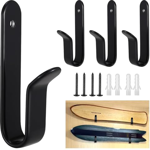 4 Stück horizontale Snowboard-Wandhalterungsclips, Snowboard-Wandhalterungs-Präsentationsregal, Snowboard-Halterungsaufbewahrung, Snowboard-Ski-Board-Aufbewahrungsständer für Zimmer und Garage
