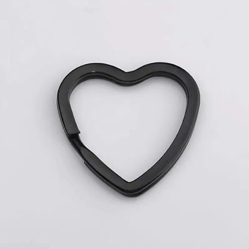 20 Teile/los 31mm Spiegelpolierter Edelstahl-Schlüsselanhänger Niedlicher Herz-Anhänger zum Aufhängen für die Herstellung von Schlüsselanhängern Modeschmuck Großhandel-Herz schwarz