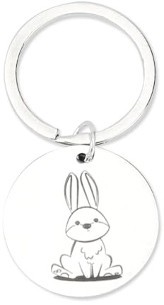 Tranbath Personalisierte Schlüsselanhänger mit Rundem Anhänger und Aufdruck Hase, Geschenke für Frauen, Freundin, Mama, Oma und Schwester, Kleine Freundschaftsgeschenke