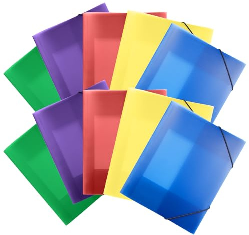 FRETONBA Flerfärgad Pärm 3 Pack, Dokumentmapp Skola, Samlingsmapp 3 Stycken, Hörnspännarmapp med Elastiskt Band, Snällhäftare A4 i Slitstarkt och Långvarigt PP-material, Dokumentmapp A4