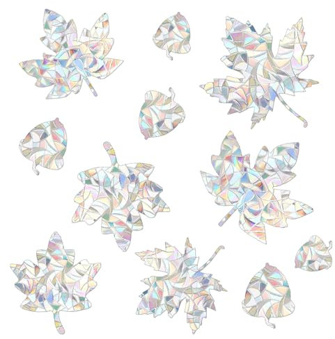 TIESOME 4 Stück Prisma Fensteraufkleber, Vogelschutz Aufkleber für Fenster, Regenbogen Fensterfolie, Sonnenfänger Fenster Sticker, Anti-Kollisions Fensteraufkleber für Glasscheiben