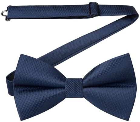 HISDERN Noeud Papillon Homme Bleu Marine Nœuds Papillon avec Crochet Pré-noué Réglable Formel pour Mariage Costume Smoking Fête Soirée