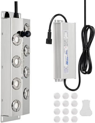 MUYIRTED 6400ml/H Brumisateur À Ultrasons 8 Têtes Humidificateur À Brouillard, Mist Maker Fogger avec Alimentation 350w Et Bouée, Atomiseur Eau pour Terrarium, Fontaine, Étang, Serre