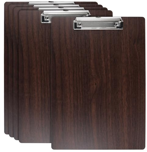 5 Stück Klemmbrett A4 Holz, Klemmbretter A4 mit Metallklemmer | Schreibbrett Schreibplatte Clipboard Zwischenablage für Büro, Dokumente und Menüs - Mit Aufhängeöse