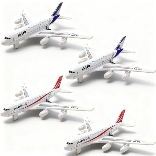 CLKDPNO AirPlane Toys-4 Piece Pull Back Plane Toys Set - Diecast Aeroplane Model Age 2+ for Boys & Girls, Easy to Play Christmas & Birthday Gifts