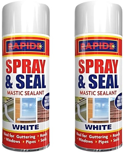 Rapide Spray & Seal Matic Sealant White Pack 2 (300 ml Each) - Leak Sealer for Gutters, Roofs, Windows, Pipes, and Soils - Gutter Sealant Spray