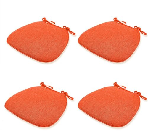 UHVUJDUI Halbrund Stuhlkissen 4er 2er Set,Waschbar Sitzkissen Stuhl rutschfest,Baumwolle Sitzpolster Mit Bändern Stuhlauflage Bodenkissen Für Küche Esszimmer Garten(Orange,43x40cm(4 Pcs))