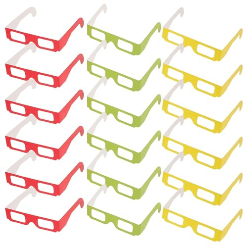 Zerodeko 36pcs 3d Diffraction Paper Glasses with Special Light Effects, Rainbow Color Cardboard Spectacles in Red Green Yellow, Novelty Eyewear for Music Festivals, Parties, and Light Shows