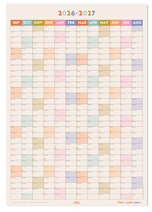 Good Tuesday 2026-2027 Academic Wall Planner |Your Year in Pastels Portrait