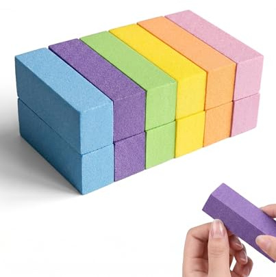 YIPFEN 12 Piezas Bloques Pulidores Profesionales para Uñas, Limas de Esponja Cuadradas para Uñas de Gel, Acrílicas y Naturales (9,5 x 2,5 x 2,5 cm) (Multicolor)