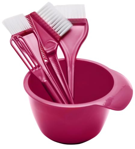 DOITOOL Kit de Tinte Cabello Cepillo Rojo y Tazón Abs y Nylon para Mezclar Crema Adecuado para Principiantes y Profesionales en Coloración Capilar