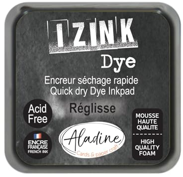 Aladine Izink Dye - Inchiostro Nero ad Asciugatura Rapida per timbri e Stencil, per Scrapbooking e cancelleria Creativa, Inchiostro Francese, Taglia M, 5 x 5 cm, Colore: Nero