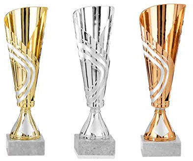 S.B.J - Sportland Pokal in Gold mit Silber ca 30 cm.