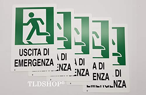 TLDSHOP® - Carteles de señalización de PVC, salida de emergencia, intermitente a izquierda, 20 x 30 cm