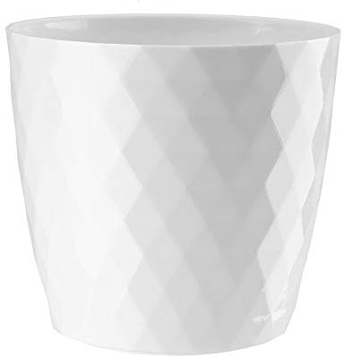 KORAD Cristal Indoor Flower Pot Covers without Drainage Holes | Round Plastic Plant Pots Container for All Houseplants | 9 Modern Colours & 7 Sizes- (White, 20 cm - 7.8 inches)