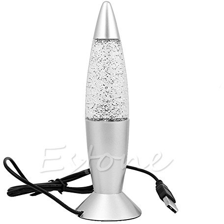 qingqingR USB Lámpara de Lava con Cambio LED Glitter Party Mood Night Light Nuevo