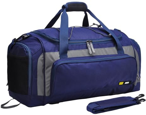 MIER Große Seesack Herren Turnbeutel mit Schuhfach, 60L, marineblau/grau, Übernachtungstasche