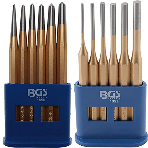 BGS 1656 | Körner-Satz | 6-tlg. | Ø 3-4 - 5-6 - 7-8 mm | CV-Stahl | Splintentreiber | Durchtreiber + 1651 | Splintentreiber-Satz | 6-tlg. | 150 mm | 3-8 mm