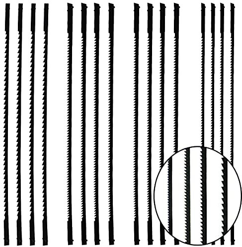 Scroll Saw Blades Pinned AOBETAK 16pcs 10/15/ 18/24 Tooth 130mm 5 Inch Fret Saw Coping Saw Blades For Woodworking Small Workshops Sawing Wood/Plastic/Foam/Soft Metals