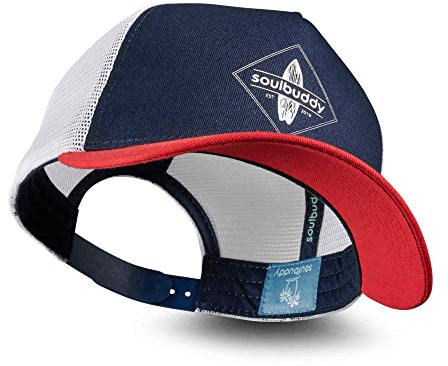 Soulbuddy Trucker Cap Herren – Trucker Cap Damen – Stylische Basecap – Kappe für Männer – Baseball Caps für Väter – Geschenk für Papa – One Size – Blue-Red