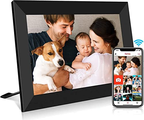 FRAMEO WiFi Digitaler Bilderrahmen,10.1 Zoll WLAN Fotorahmen 1280 * 800 IPS Touchscreen Fotos und Videos können jederzeit und von überall aus, über die App geteilt Werden 16GB Speicher