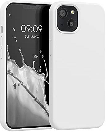 kwmobile Cover per iPhone 13 Custodia - Back Case per Smartphone in Silicone TPU - Protezione Gommata - bianco
