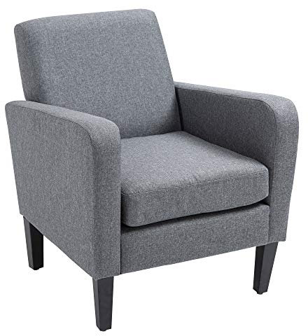 HOMCOM Einzelsessel Relaxsessel Sessel Polstersessel Holzfüße Leinenstoff Hellgrau 66 x 72 x 74 cm