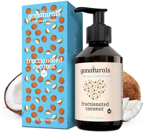 GoNaturals® Olio di Cocco Frazionato 100% Puro e Naturale -250ml- Olio di Cocco per Capelli, Corpo, Uso Intimo - Non Untuoso, Inodore - Base per Oli Essenziali e Massaggi
