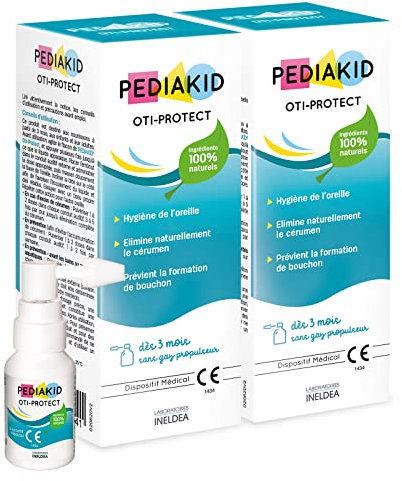 PEDIAKID - Oti-Protect - Spray Auriculaire - Hygiène de l'Oreille Dès 3 Mois - Aide à Éliminer l'Excès de Cérumen - Prévient la Formation de Bouchons - Dispositif Médical - Lot de 2
