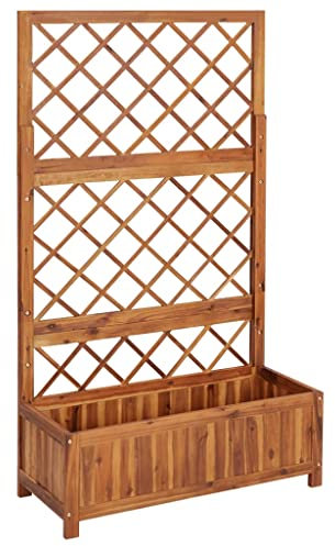 INLIFE Hochbeet mit Spalier 80x38x150 cm Massivholz Akazie