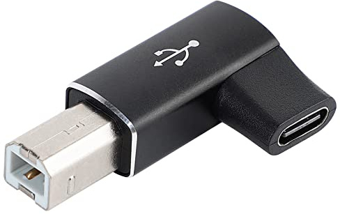 SUPERNIGHT USB tipo C a USB B Convert Connector, USB C femmina a midi adattatore 90 gradi compatibile con stampanti, MIDI, videogiochi, sintetizzatori e supporta i computer portatili HP Dell ecc.