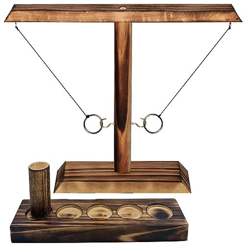 HONGECB Toss Game, Haken-Ring-Wurfspiel, Holz Tischplatte Hook Ringwurfspiel Kinder, Toss Haken und Holz Ring Spiel, Battle Game, für Family Kinder Erwachsene (25cm)