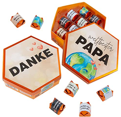 younikat Aufkleber-Set Bester Papa für Küsschen Schokolade - dv1191 | Geschenk Vatertag Geburtstag Dankeschön, blanko Aufkleber, selbstklebend, ohne Schokolade