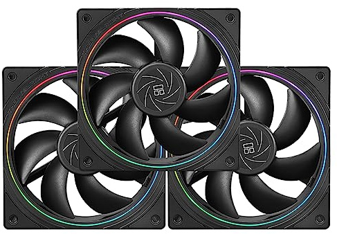 Thermalright TL-S12 CPU Fan 120mm Case Cooler Fan Comes with ARGB Lighting Effect,PC PWM Silent Computer Fan with 1500RPM Speed, CPU Cooling Fan Black(Black,3-Pack)