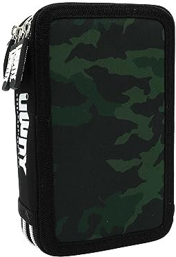 Goldkids Federtasche Federmappe Federmäppchen XXL Schüleretui Federtasche Federpenal Schulmäppchen Underwood New York Military Moro grün 3 Fächer 45-teilig gefüllt inkl Hausaufgabenheft