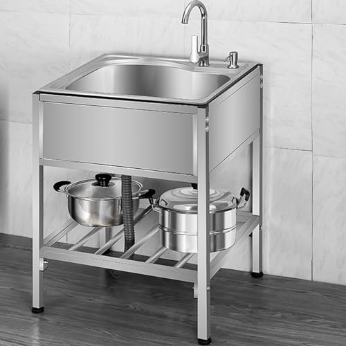 Freistehende edelstahl spültisch gastro mobiles spültisch edelstahl eckig spülbecken outdoor garten campimg spüle 304 spülbecken edelstahl spüle Geeignet für Kindergartenkantinen und Supermärkte ( Siz