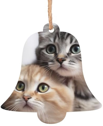 Katzen Holz Weihnachtsglocke Form Ornamente Holz Weihnachtsbaum Hängende Dekoration Weihnachtsbaum Ornamente mit Seilen für Weihnachten Urlaub Dekorationen