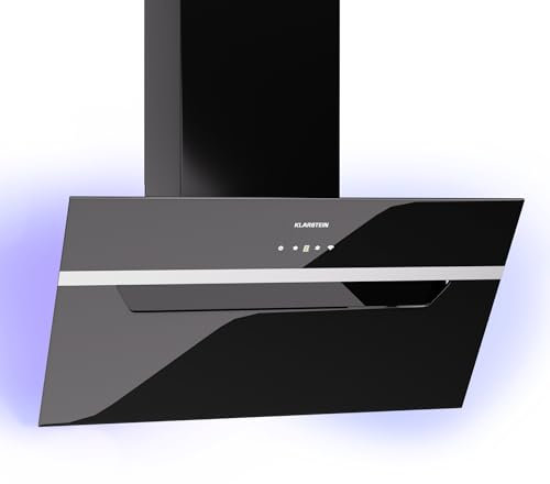 Klarstein BigBite 60 Hotte aspirante - Hotte de cuisine, 305 m³/h, CEE A++, commande par WiFi, Tactile, LED, filtre à charbon, évacuation & recirculation, noire