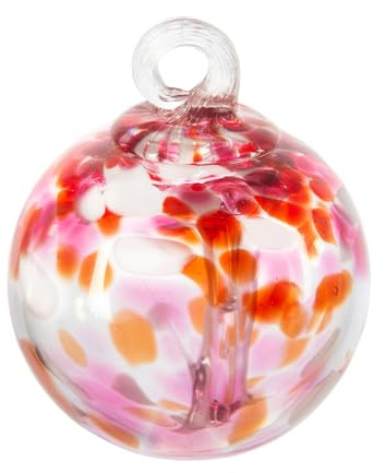 Dale Tiffany Hand Blown Glass, 3 Diameter Blush, Tree of Life Collection, Witch Globe Hanging Garden Indoor/Outdoor Decorative Ornament Gazing Ball