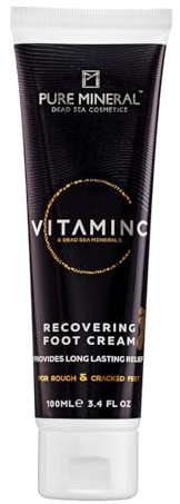 Pure Mineral - Crema Piedi Riparatrice alla Vitamina C - Minerali del Mar Morto, Idratazione Intensa, Prevenzione delle Screpolature - Senza siliconi, solfati, parabeni - 100ml