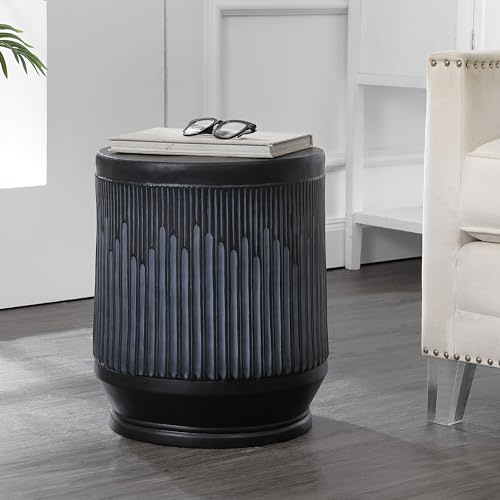 JONATHAN Y TBL1103C Kline 17.5 Mid-Century Modern Brutalist Indoor/Outdoor Accent Table Art Deco, Minimalist, Contemporary, Patio, Garden, Bathroom, Living Room, Wash Black