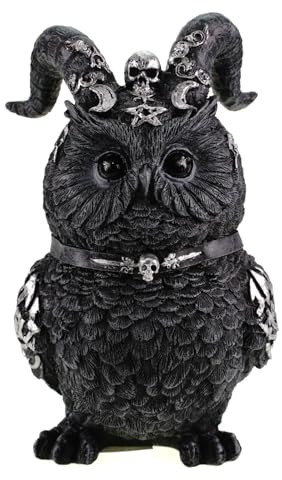 Kremers Schatzkiste Baphomet Eule Schwarz/Silber 16 cm Dekofigur Polyresin Okkult Gothic Geschenkidee