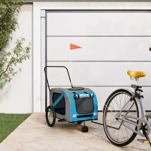 LAPOOH Fahrradanhänger Hunde Blau und Grau Oxford-Gewebe und Eisen, Fahrrad Anhänger, Lastenanhänger, Handwagen, Fahrrad-lastenanhänger, Lastenfahrrad - 93904