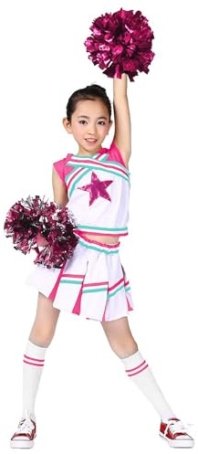 LOLANTA Mädchen Karneval Kostüm, Cheerleader kleid mit Pompoms und Socken, Mittelschule Cheerleading Uniform, 4-13 Jahre