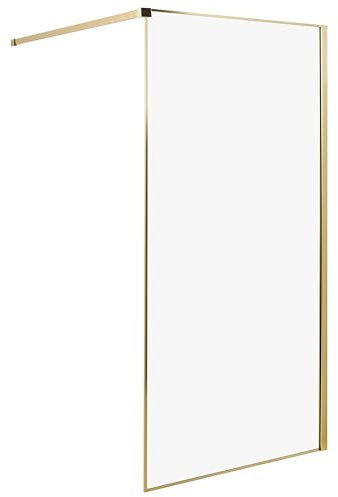 Mampara de ducha baño de vidrio templado sin puerta dorado 100 x 190 cm Waspam