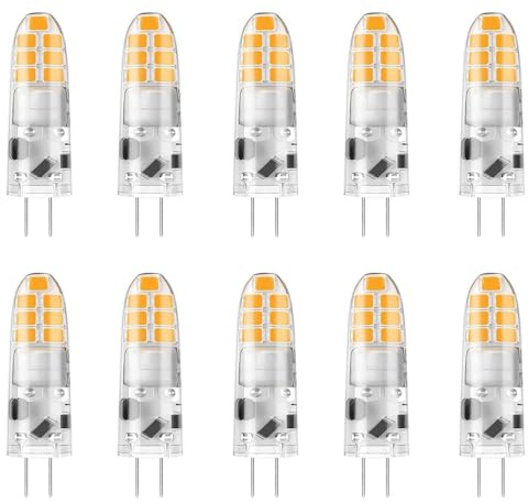 ZFQ G4 Led Bulbs 3W, AC/DC 12V, 3 Watt, 300 Lumen, Warm White 3000K, 360° Beam Angle, 30W Equivalent, G4 Halogen/Xenon/Incandescent Replacement Bulb, Not-Dimmable, 10 Pack
