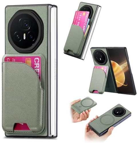 COQUE Funda para teléfono Honor Magic V3 con Soporte para Tarjeta magnética, Compatible con Carga inalámbrica, Tiene función de Soporte, Funda Protectora a Prueba de Golpes Honor Magic V3-Verde