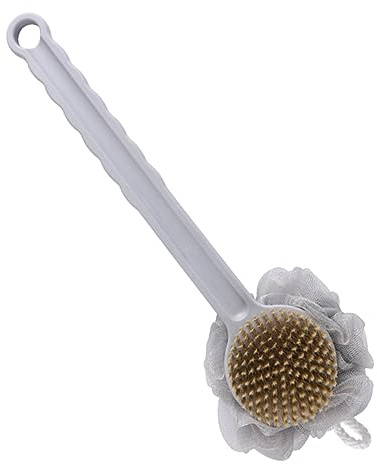 Ipetboom 1pezzi Spazzola Per Schiena Doccia Manico Lungo Spazzola Bagno Doppio Lato Setole e Luffa Per Pulizia Aree Difficili Da Raggiungere