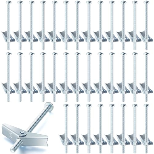 Yaocom 100 Pcs 1/4 x 4 Toggle Bolts Butterfly Screws Anchors Heavy Duty Wall Anchors for Drywall with Wing Nuts for Hanging Heavy Objects on Drywall